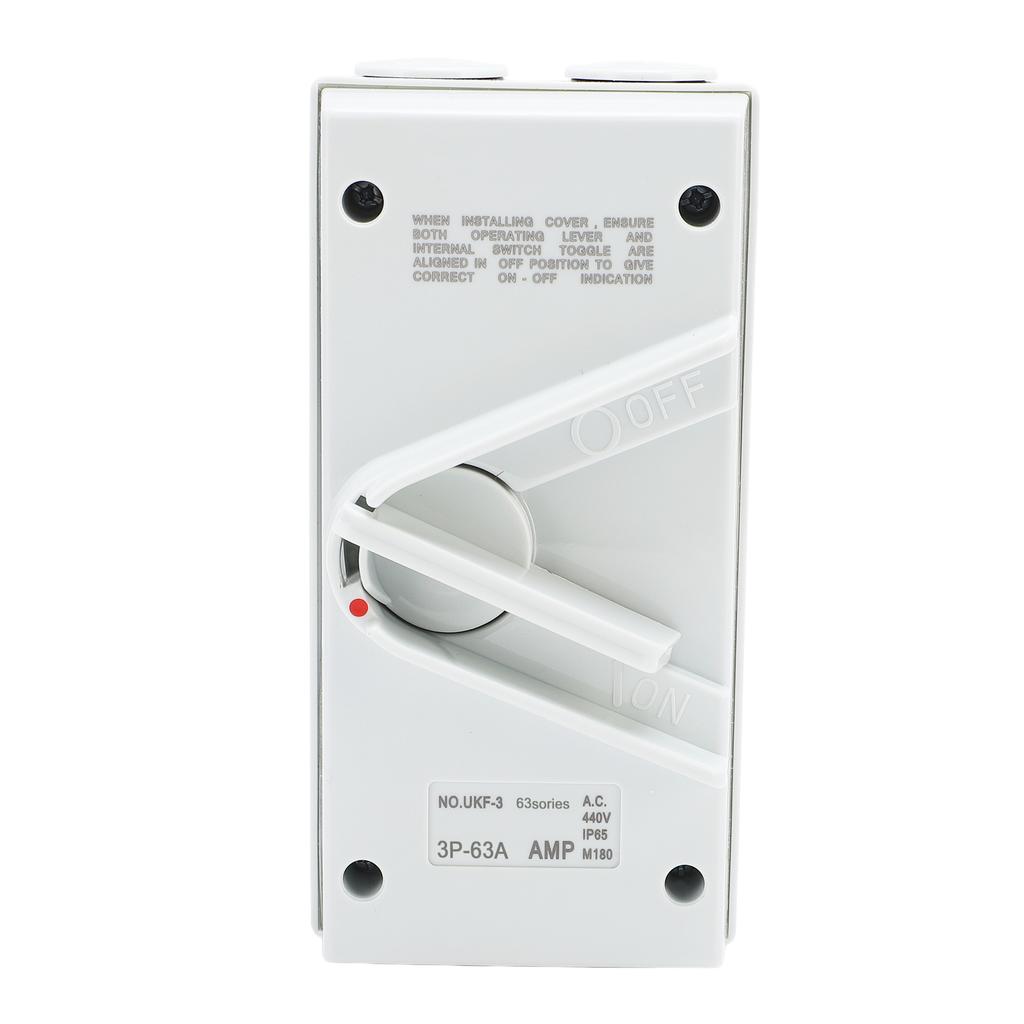 Enclosed Motor Disconnect 63A 440V 3 Pole, Isolation , IP65 Water Proof, Silver Contacts, for Industrial, Airports, Docks, Shippin