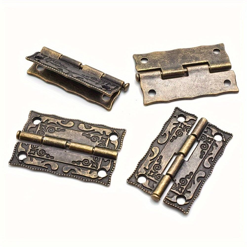 Sada 4 sad starožitného bronzového rytého hardwaru – složitá západka, vintage pant, bezpečný zámek pro dřevěné pouzdra a šperkovnice