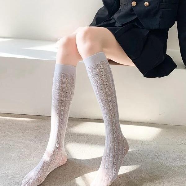 Japanese Lolita Lolita Socks Women's JK Calf Ladies Ring Lace Socks Summer Thin Hollow Mesh Medium Tube Mesh
