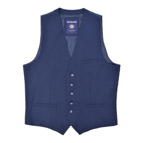 Lambretta Mens Spencer Self Check Slim Tailored Waistcoat