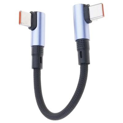 90 Degree Angled Tip Type C To Type C Fast Charging Cable Short Portable Data Cord for Quick Stable Charging 15/30cm