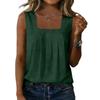 Women’s Square Neck Pleated Tank Top Sleeveless Casual Blouse Loose Fit Lightweight Pullover Shirt for Daily Wear