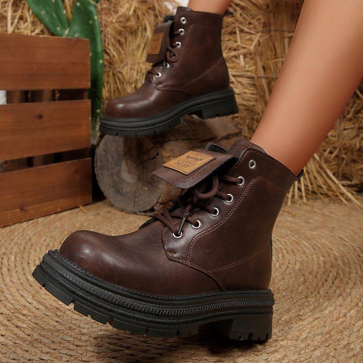 Large size Martin boots women's autumn and winter new lace-up fashion Martin boots women's snow boots