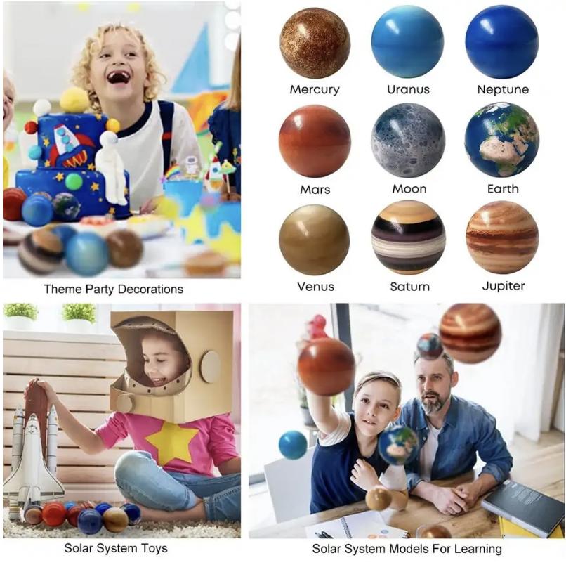 Solar System Planet Moon Sun Pressure PU Ball Children's Space Stress Reduction Science Space Children Early Education Toy Gift