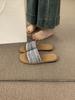 Ethnic style woven word with flat bottom slippers women's summer wear 2025 new casual beach sandals