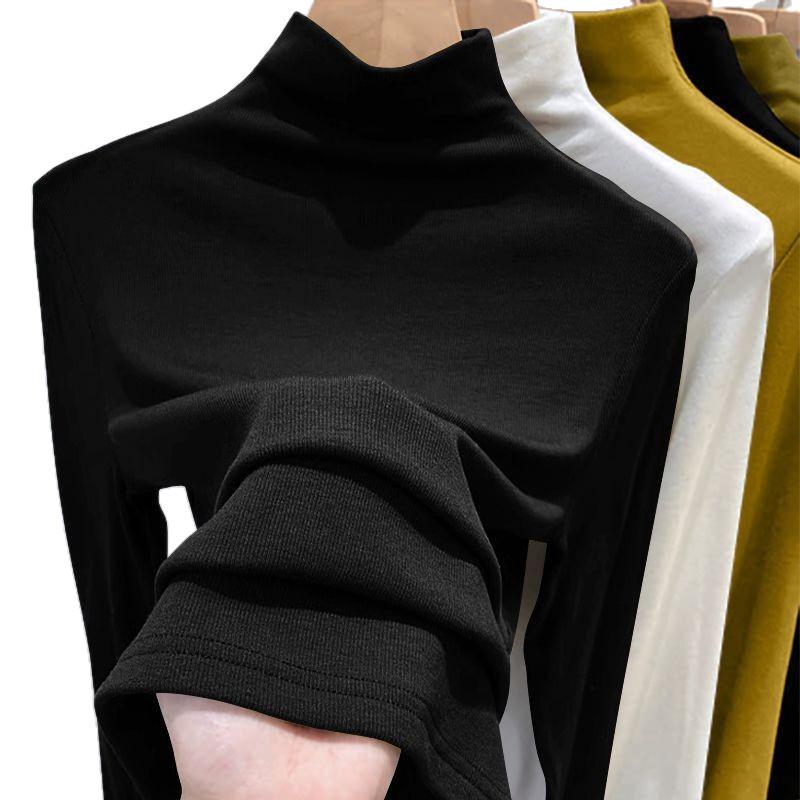 Women's Slim-Fit Long-Sleeve Turtleneck Base Layer Shirt for Autumn/Winter