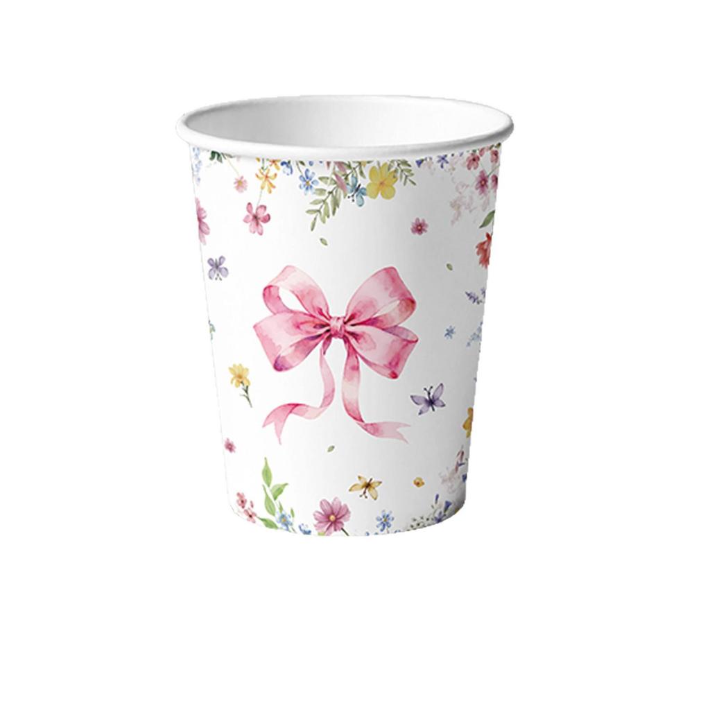 Nuovo Set di Stoviglie per Festa di Compleanno a Tema Fiori Rosa: Include Tovaglia, Piatti e Stendardi.