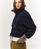 SATUR (W) Wide Collar Crop Padded Jacket Navy