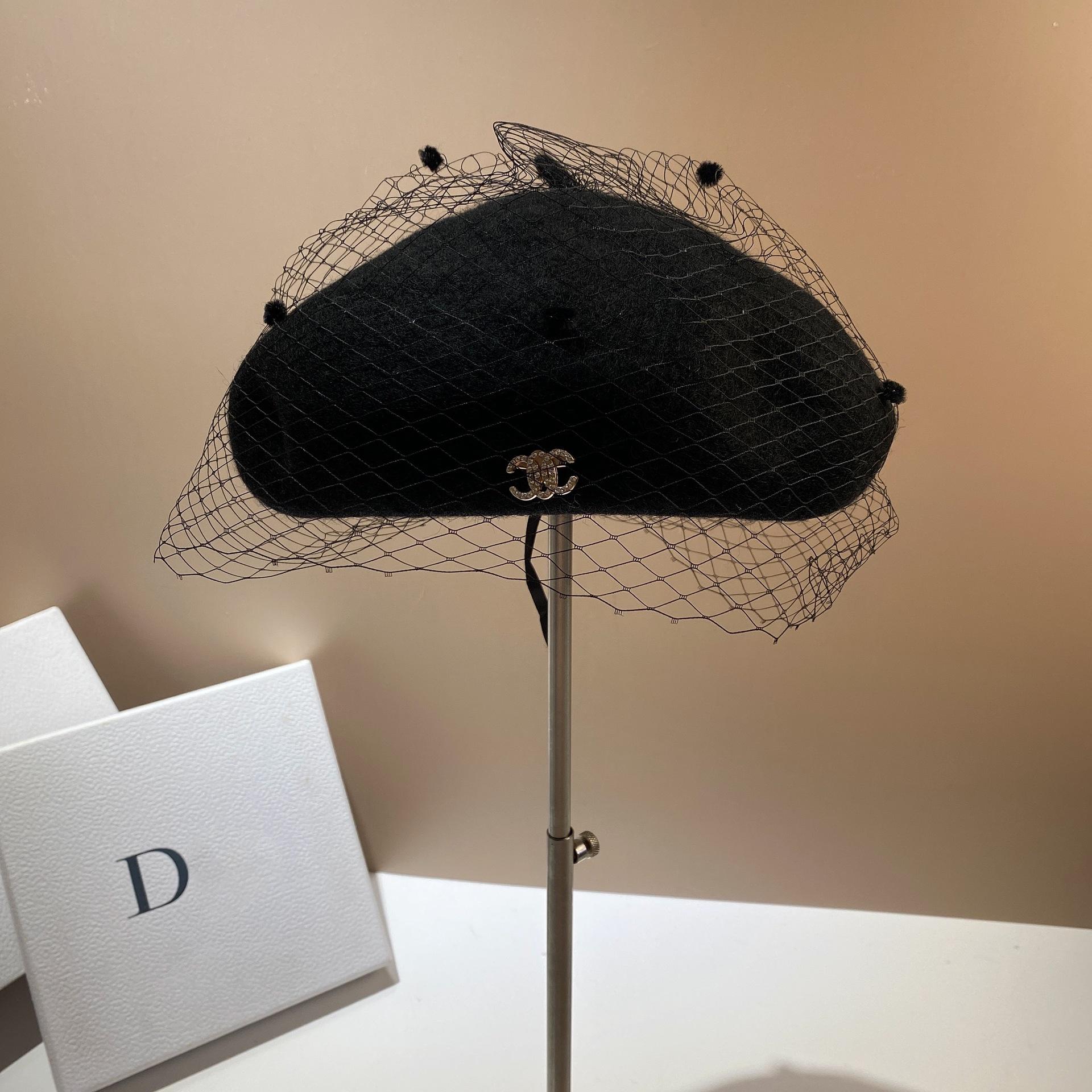 Французский Маленький Ароматный Стиль Ретро Сетчатый Шерстяной Берет Женский Универсальная Черная Шерстяная Шляпа Художника Звездчатый Анис Adjustable