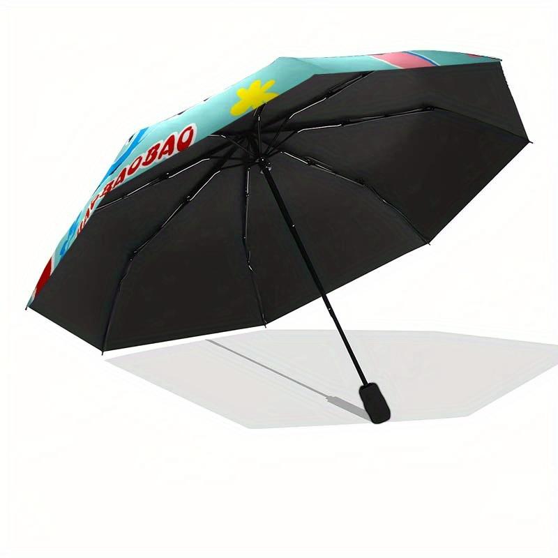 Disney Stitch Automatic Open/Close Umbrella - UV Protection Cute Umbrella with Cute Stitch Design, Portable 3-Fold Compact Umbrella