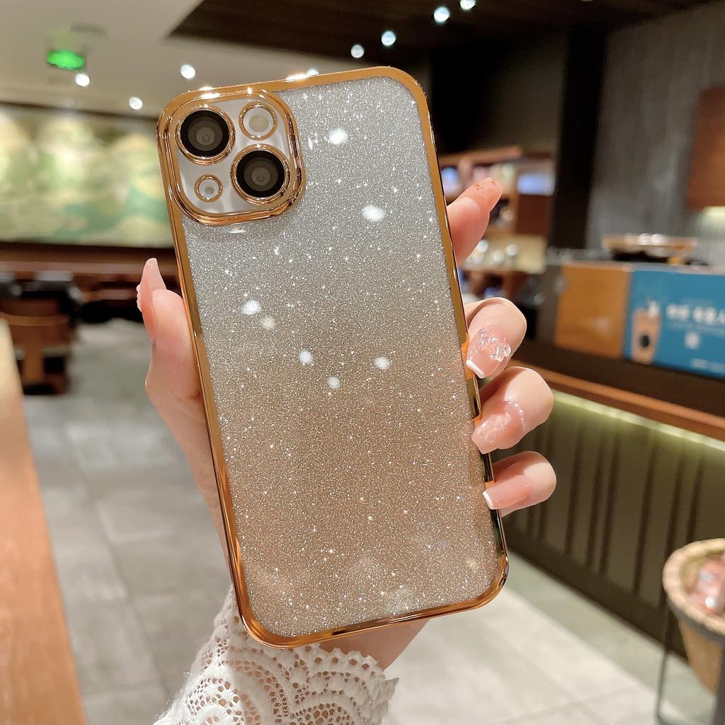 Gradient Glitter Is Suitable for IPhone16 Phone Cases, Apple 15proMax Full Cover PC Hard Shell 14 Anti-drop Protective Cases