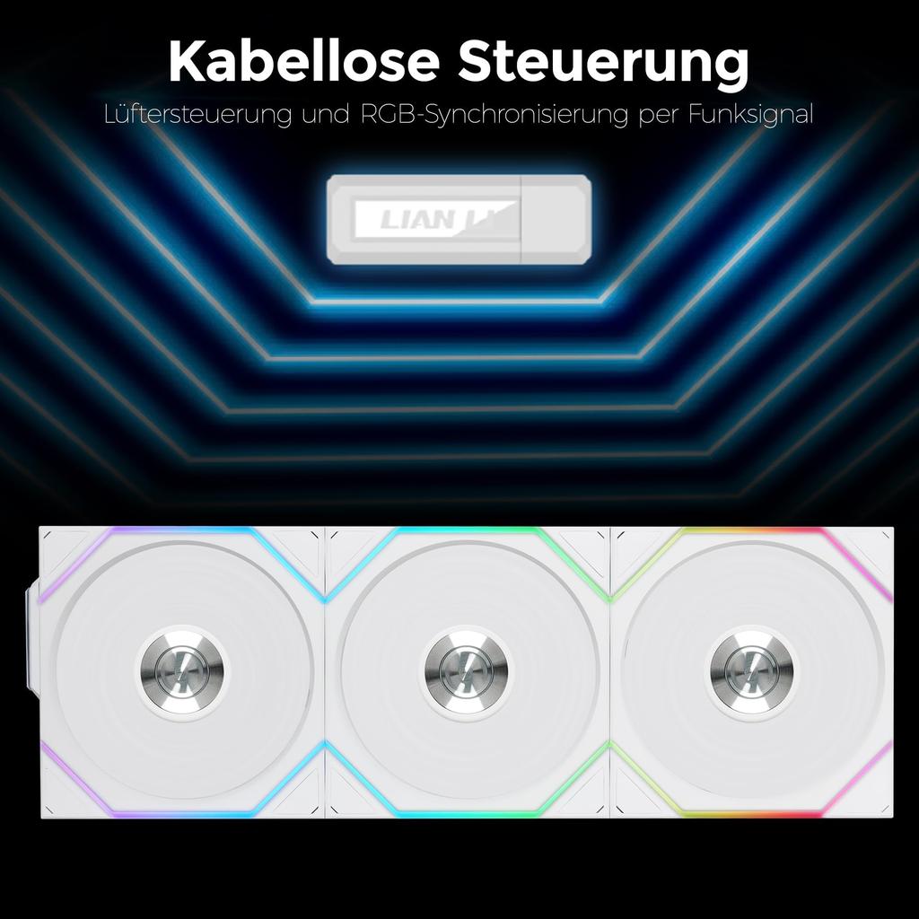 LIANLI 120mm ARGB Case Fan UNI FAN TL Wireless 120 WT Triple Pack Wireless No Cable Management Required FDB LCP Fan Blade Official Japanese