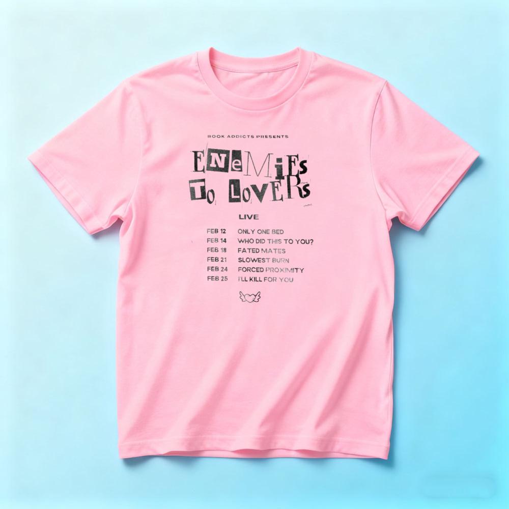 Enemies To Lovers Book Trope Tour Schedule SummerunisexCotton T-Shirt Ransom Note Text Bookish Reader Casual Short Sleeve Apparel