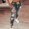 Women's Skinny Ripped Trendy Jeans Distressed Stretchy Denim Pants