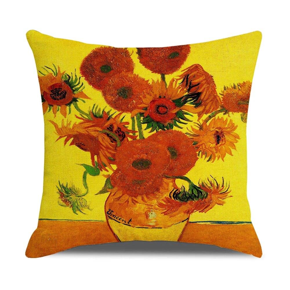 Vintage Art Cushion Cover Van Gogh Oil Painting Pillowcase Living Room Sofa Decoration Pillowcase