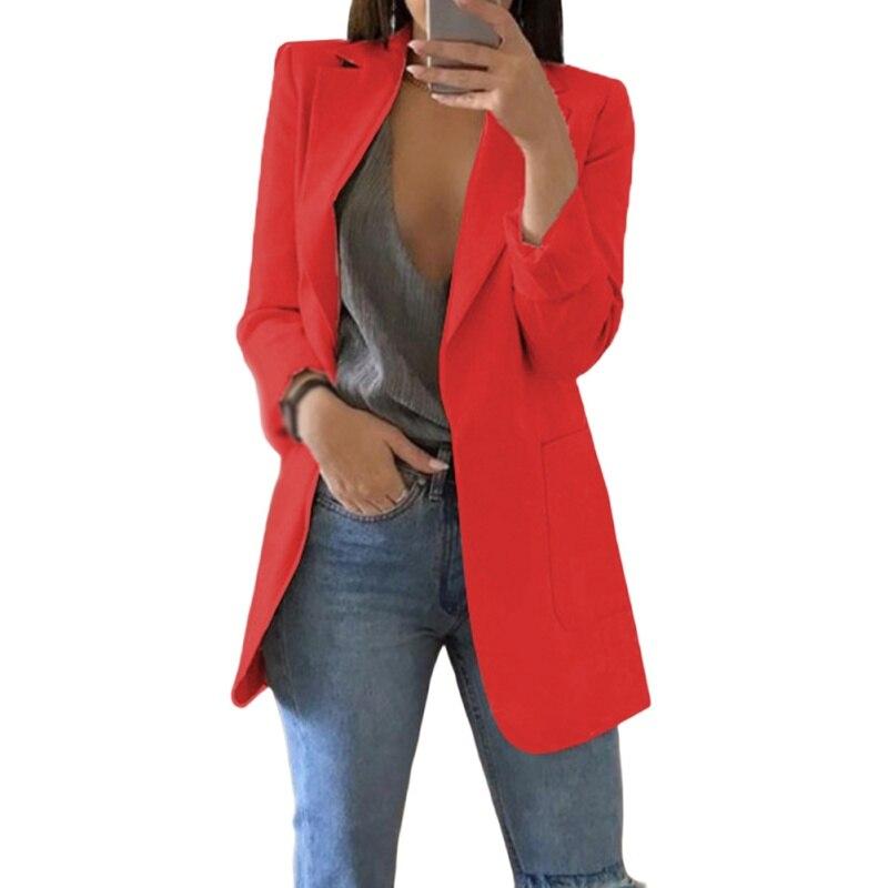

Осеннее облегающее пальто с лацканами, женская куртка с длинным рукавом, блейзер, осенний пиджак, куртки, офисный рабочий костюм S