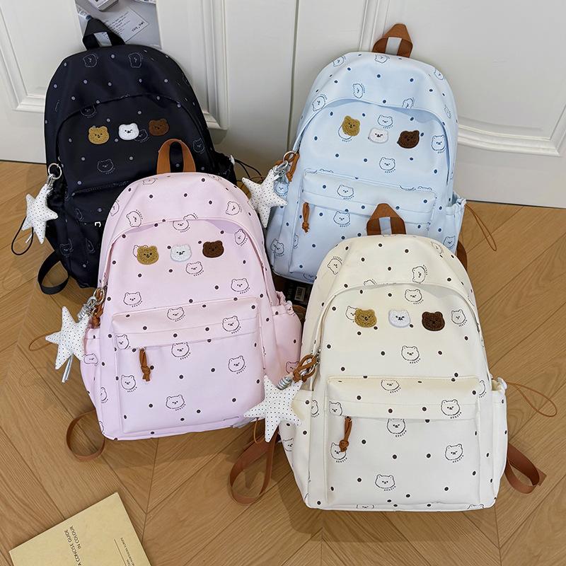 Schoolbag Student School Bag Bear Printing Fashion Versatile Casual Backpack College Style Campus Class Large Capacity Backpack