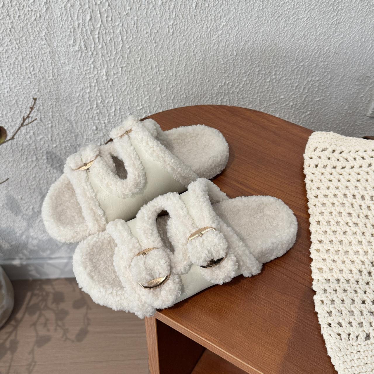 

Mao Mao slippers women wear half drag autumn and winter new women s shoes one pedal flat bottom home plush cotton slippers women 40 белый