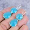 Blue Chalcedony Gemstone Handmade 925 Sterling Silver Jewelry Earring 1.77" M-2621