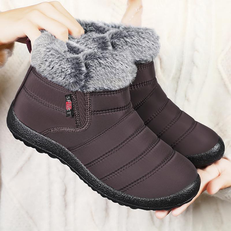 

2025 Winter New Flat Snow Boots Comfortable Warm Velvet Plush Cotton Shoes Round Toe Snow Boots Lace-up Short Boots Women 41