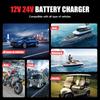 12V/10A 24V/5A Smart Charger for Iron Lithium, GEL, Lead-Acid, AGM, LiFePo4 Motorcycle and Car Batteries.