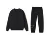 Li-Ning Letter Print Loose Round Neck Pullover Long Sleeve Sweatshirt Casual Sports Suit Unisex Sweatshirt, Pants Black AKLTD71-1+AWDRF44-1