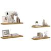 Wall Mounted Shelf Set 4 pcs Brown 90 x 23.5 x 4 cm Particleboard