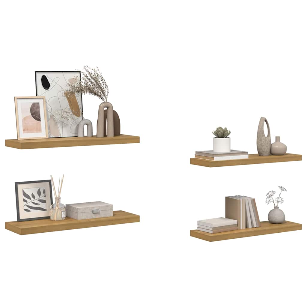 Wall Mounted Shelf Set 4 pcs Brown 90 x 23.5 x 4 cm Particleboard