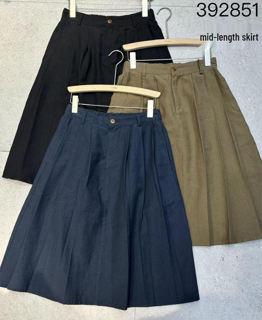 Spring/Summer Korean High-Waist Elastic Loose Retro Plus Size Midi Umbrella Skirt