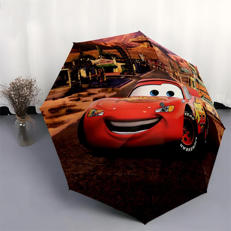 1pc Cars Lightning McQueen Character Umbrella - Auto Open Close Portable Folding Design, 8-Rib Iron Frame Outdoor Umbrella, Ideal Gift for F