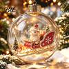 Decorative Hanging Balls Glowing Christmas Story Ornament, Light?Up Mini Holiday Scene Ball with Warm Garden Party Ornaments LED Light, Clear