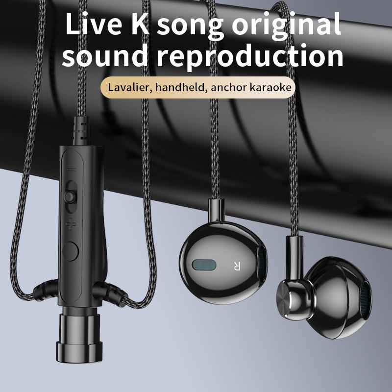 For Live Broadcast Karaoke with Clip Lapel Mic Earphones Portable 3.5mm In-ear Headset Surround Sound Earphones for Online Gamer