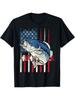 Bass Fish US American Flag Patriotic Fishing Fisherman Gift T-Shirt