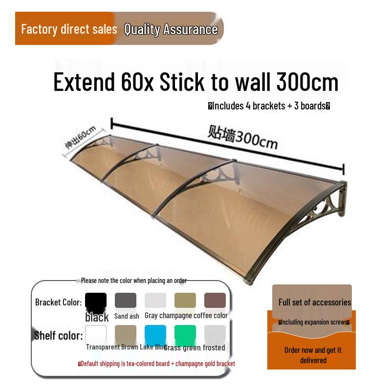 Aluminum Alloy Window Awning: Outdoor Polycarbonate Sunshade & Rain Shelter for Doorway or Balcony