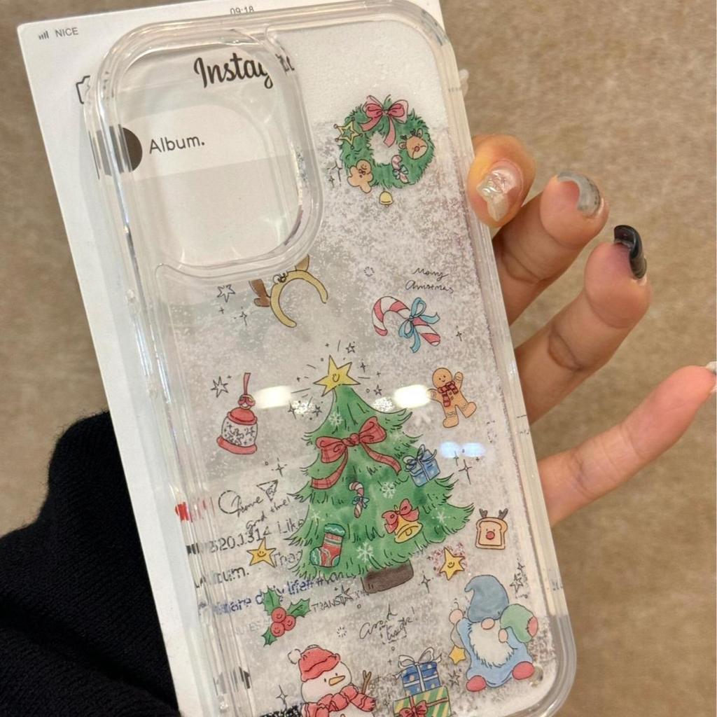 Winter Quicksand Snowflake Christmas Tree Is Suitable for Apple 11Promax Mobile Phone Case 11promax Large Hole Anti-drop Explosion
