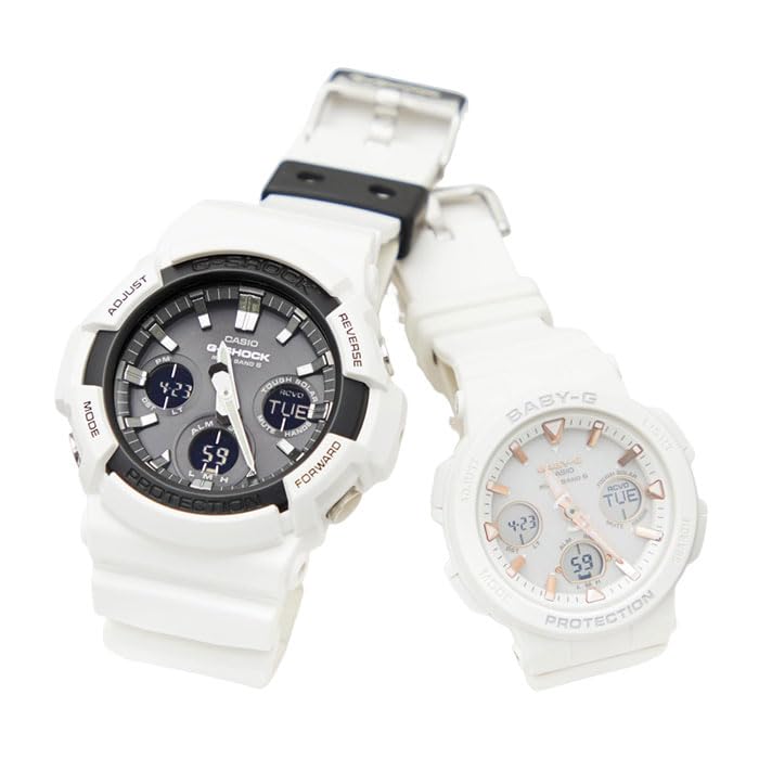 Casio Pair Watches in Authentic Casio Set G-SHOCK BABY-G Cases, Two-Piece (GAW-100B-7AJF, BGA-2500-7AJF), Analog-Digital, Solar-Powered,