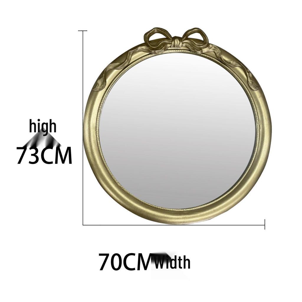 Retro European Bow Round Wall-Mounted Mirror for Bathroom or Bedroom Dressing Table