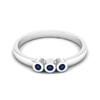 Tiny Round Shape Blue Sapphire Gemstone 925 Sterling Silver Three Stone Minimalist Women Engagement Ring