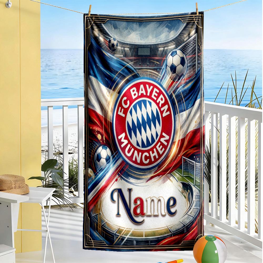 Bayern Munich Fan Gear Personalized Name Beach Towel Super Soft Microfiber Quickdry Fabric Suitable for Swimming Gym Camping Yoga Vacation