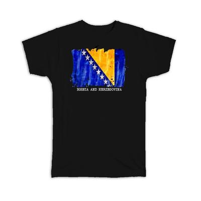 Gift T-Shirt : Bosniaand Herzegovina Flag Europe Travel Expat Country Watercolor