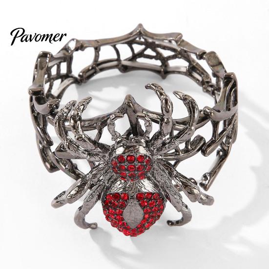Personalized Daily Accessory Vintage Rhinestone Spider Bracelet, Gothic Punk Adjustable Stretch Bangle Creative Shape for Men Women, Mysterious