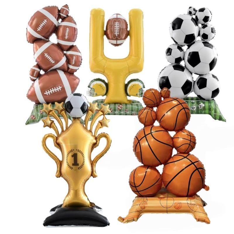 Palloncino in alluminio a forma di pila di calcio alto da terra Palloncino in foglio di alluminio standing Coppa del Mondo Palloncino in foglio di alluminio Coppa del Mondo Forniture per decorazioni per feste