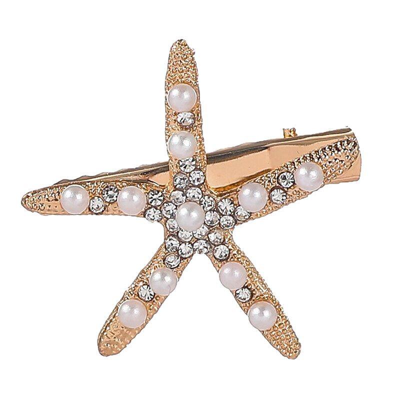 Korean Style Starfish Pearl Rhinestone Hair Clip - Women's Updo Hair Accessory for Fashionable Looks