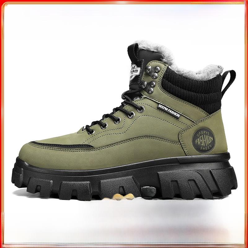 Herren Winterstiefel Warm Gefüttert Hoher Schaft Schneestiefel Arbeitsschutz Arbeitsstiefel Anti-Rutsch Wasserdicht