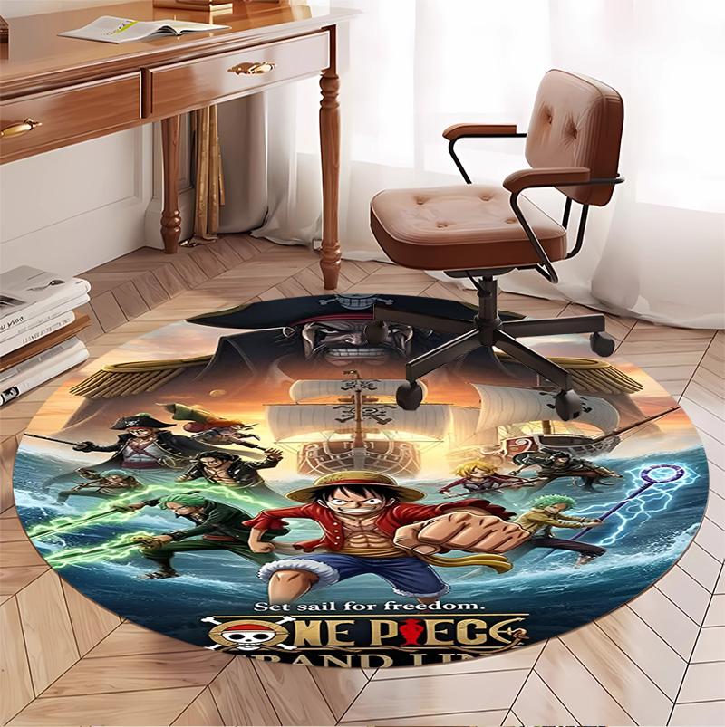 One Piece Pattern Round Rug, Indoor/Outdoor Mat, for Picnic, Gameroom, Bedroom, Office, Living Room, Home Decor Carpet, Birthday Gift