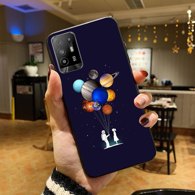 Moon Stars Space Astronaut Phone Case for OPPO A54 A74 A94 A53S A9 A5 A15 A16 A91 A96 A76 Reno8 8Pro Reno2 Z