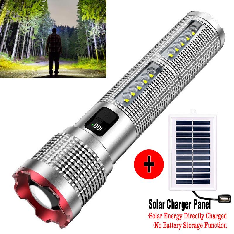 Rechargeable LED Flashlights w/ Power Display Powerful Torch Light Telescopic Zoom Tactical Flash Light Outdoor Camping Patrol