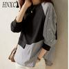 HNXC Women's Casual Long Sleeve Striped Pullover Blouse