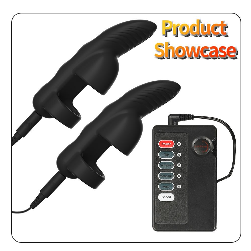 Electro Shock Penis Massager Finger Sleeve Vibrators for Male Glans G-point Stimulator Delayed Ejaculation Trainer Ring Sex Toys