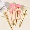 Pvc Decorative Flower Glittery Forever Decorative Rose Gold Plated Stem Rose Moisture-Resistant Single Stem Rose For Party Gift